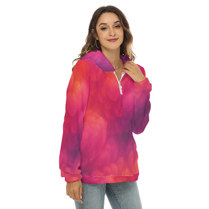 Women's Borg Fleece Hoodie With Half Zip