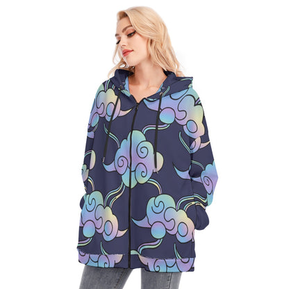 Women's Long Hoodie With Zipper Closure