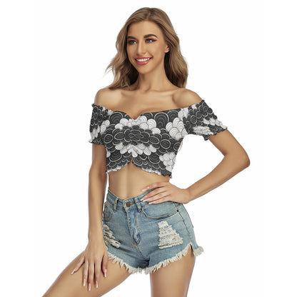 Women's One-shoulder Off-the-navel Short Sleeve T-shirt