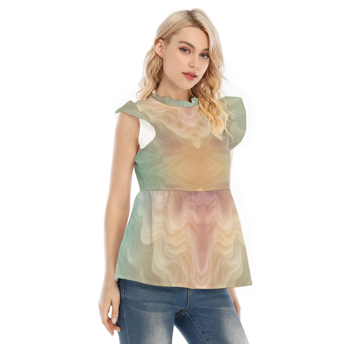 Women's Blouse With Lotus Leaf Lace