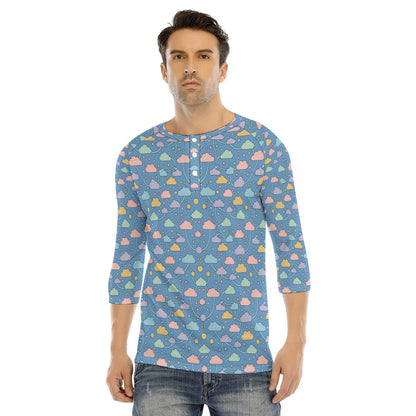 Men's Bracelet Sleeve T-shirt With Button Closure - view 1