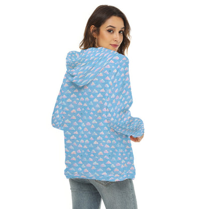 Women's Borg Fleece Hoodie With Half Zip