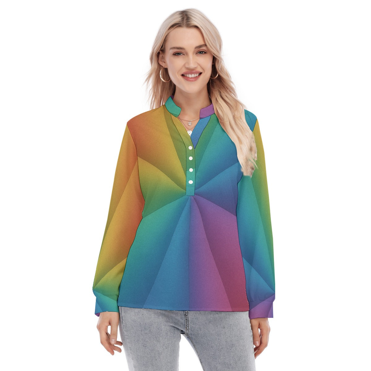 Women's Long Sleeve Blouse With Button Closure