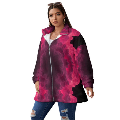 Unisex Borg Fleece Stand-up Collar Coat With Zipper Closure(Plus Size)