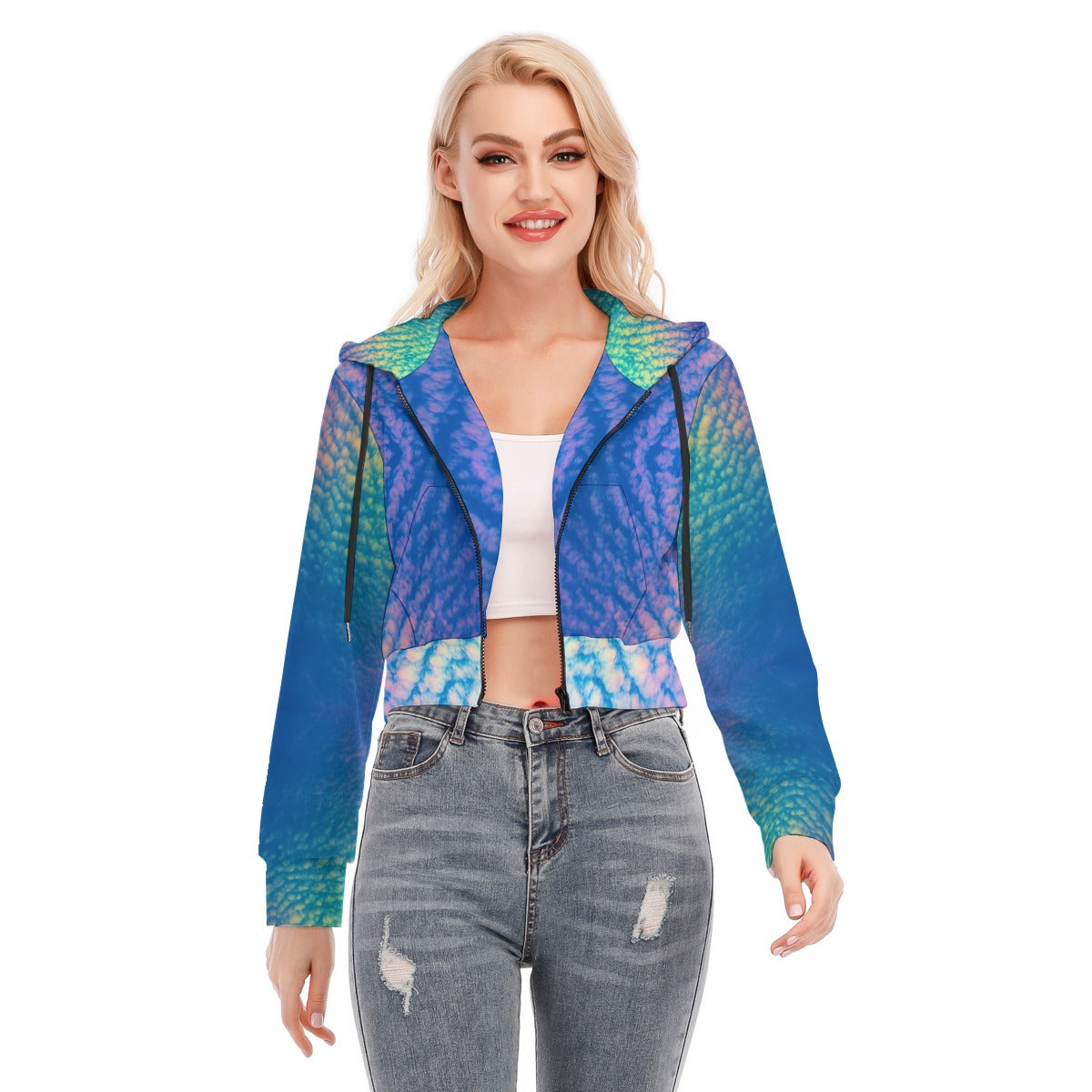 Women's Crop Top Hoodie With Zipper Closure