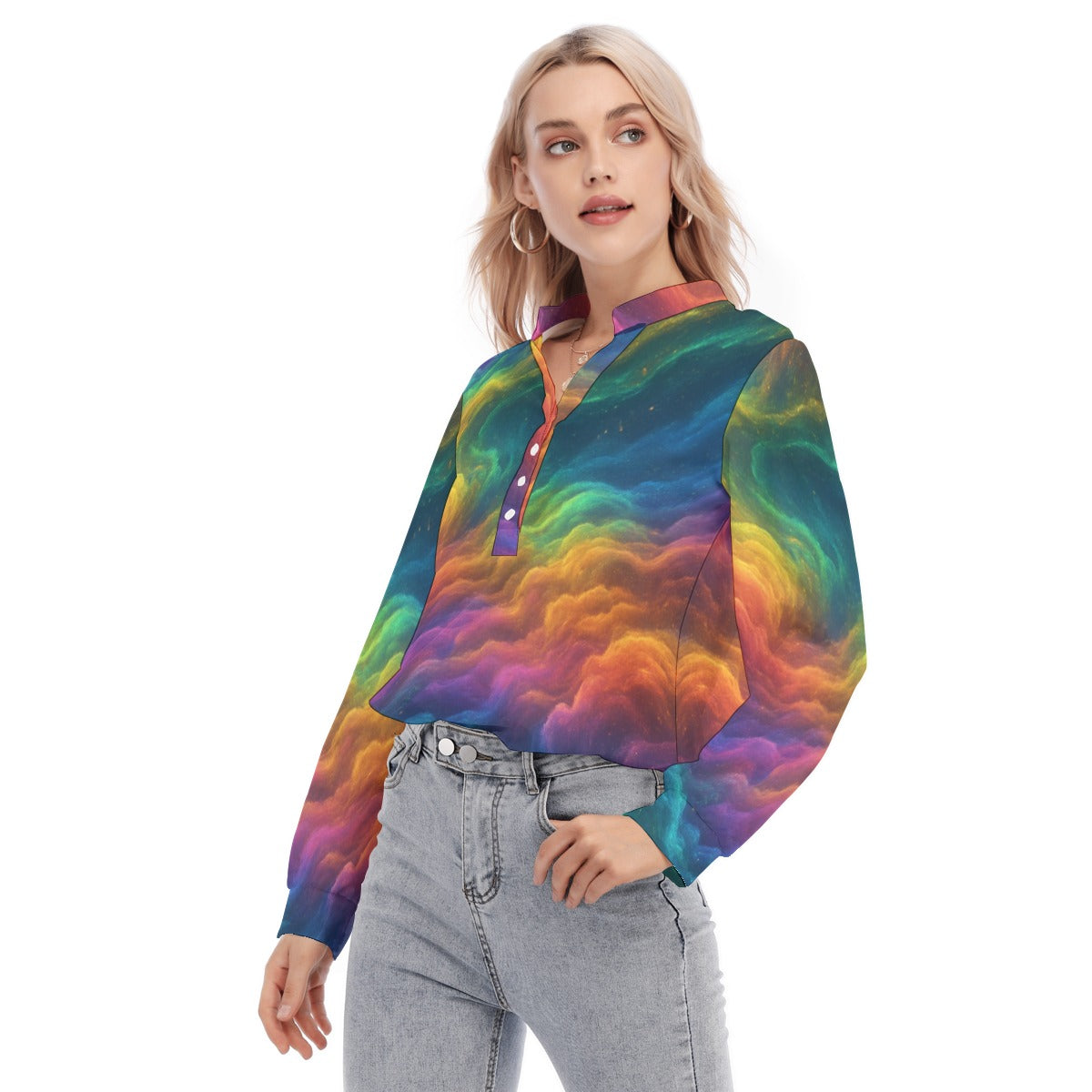 Women's Long Sleeve Blouse With Button Closure