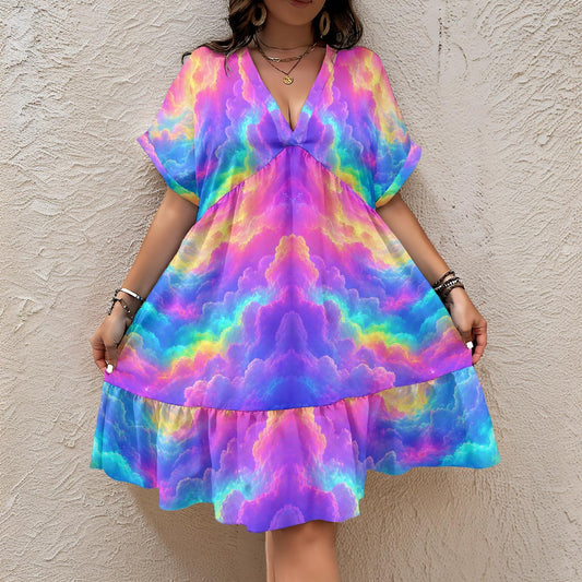 Women’s Floral V-Neck Short Sleeve Dress