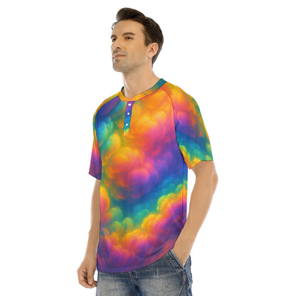 Men's Raglan Sleeve T-shirt With Button Closure