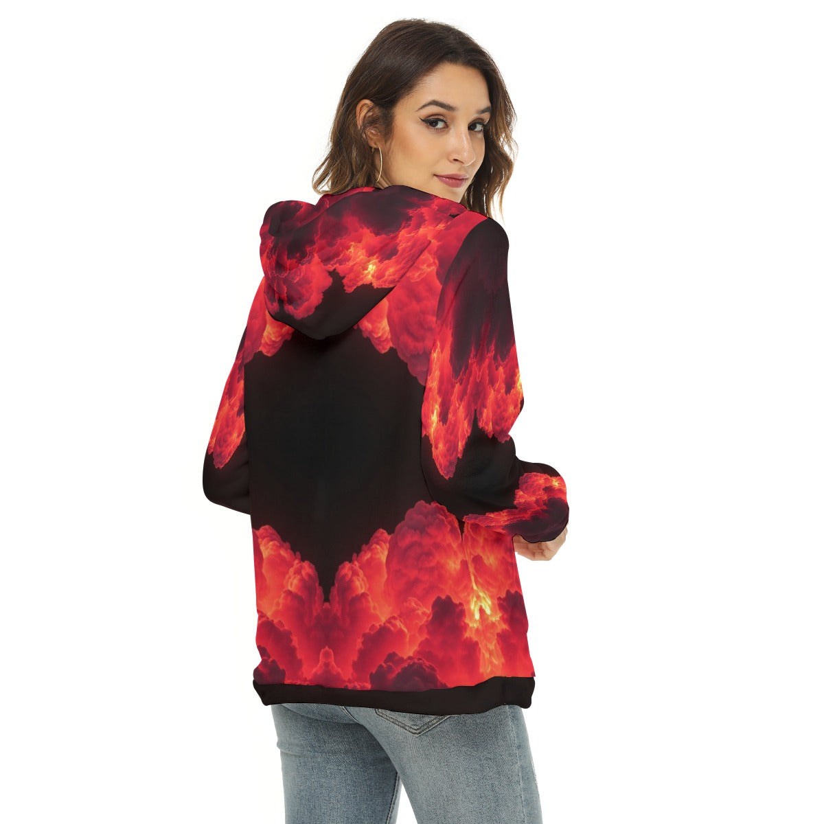 Women's Borg Fleece Hoodie With Half Zip