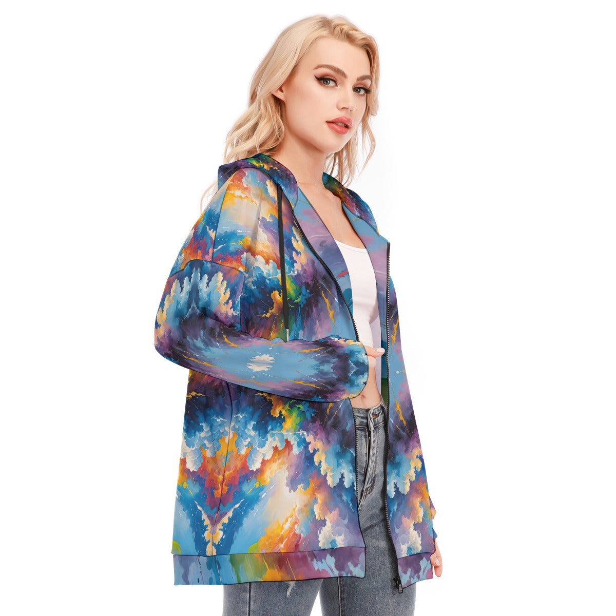 Women's Long Hoodie With Zipper Closure