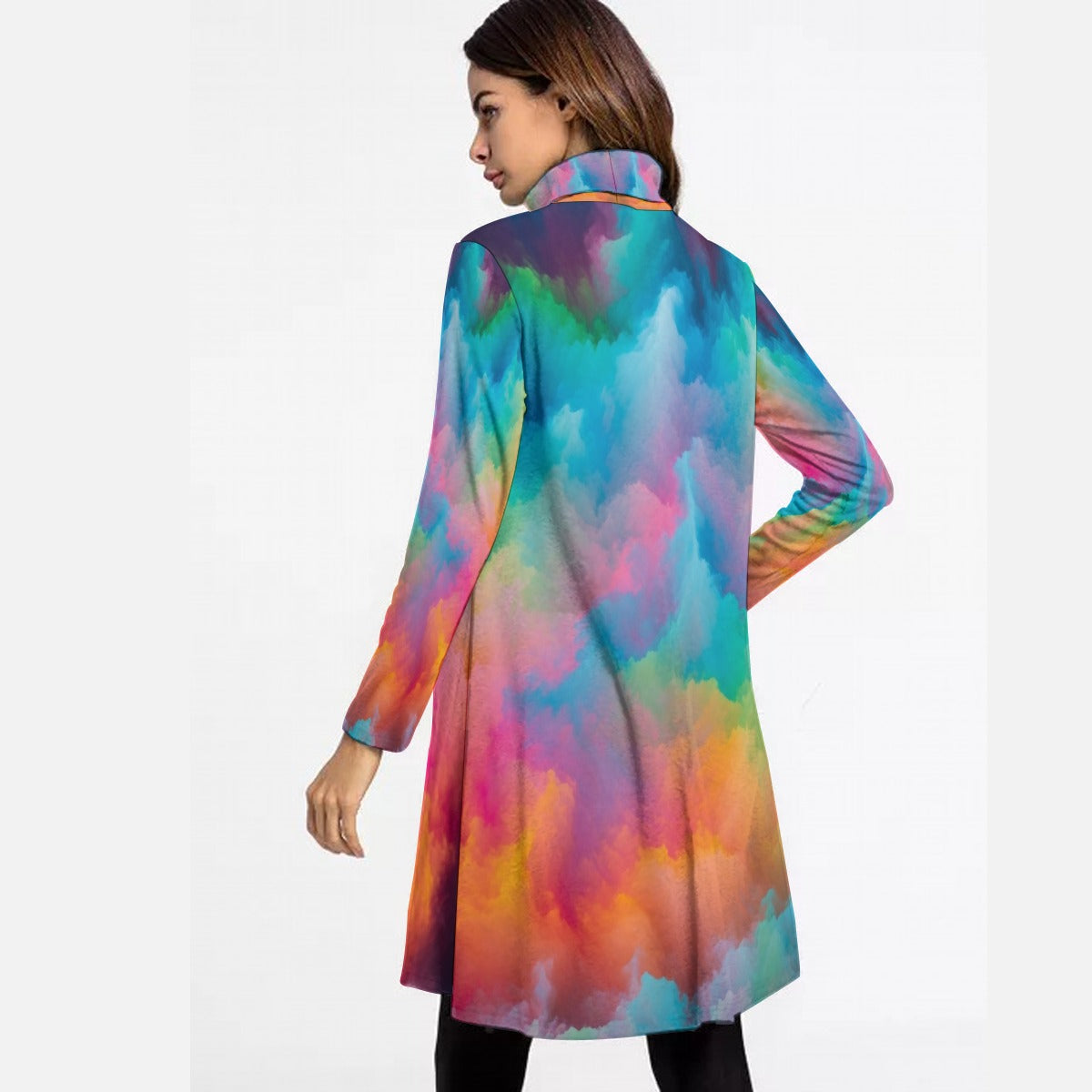 Women's High Neck Dress With Long Sleeve