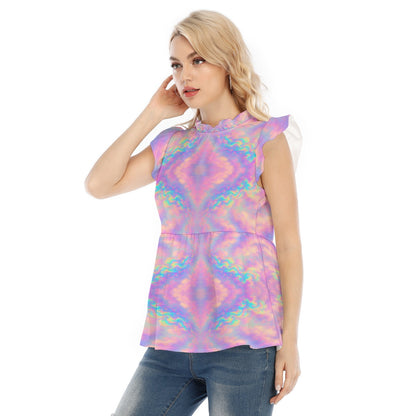 Women's Blouse With Lotus Leaf Lace