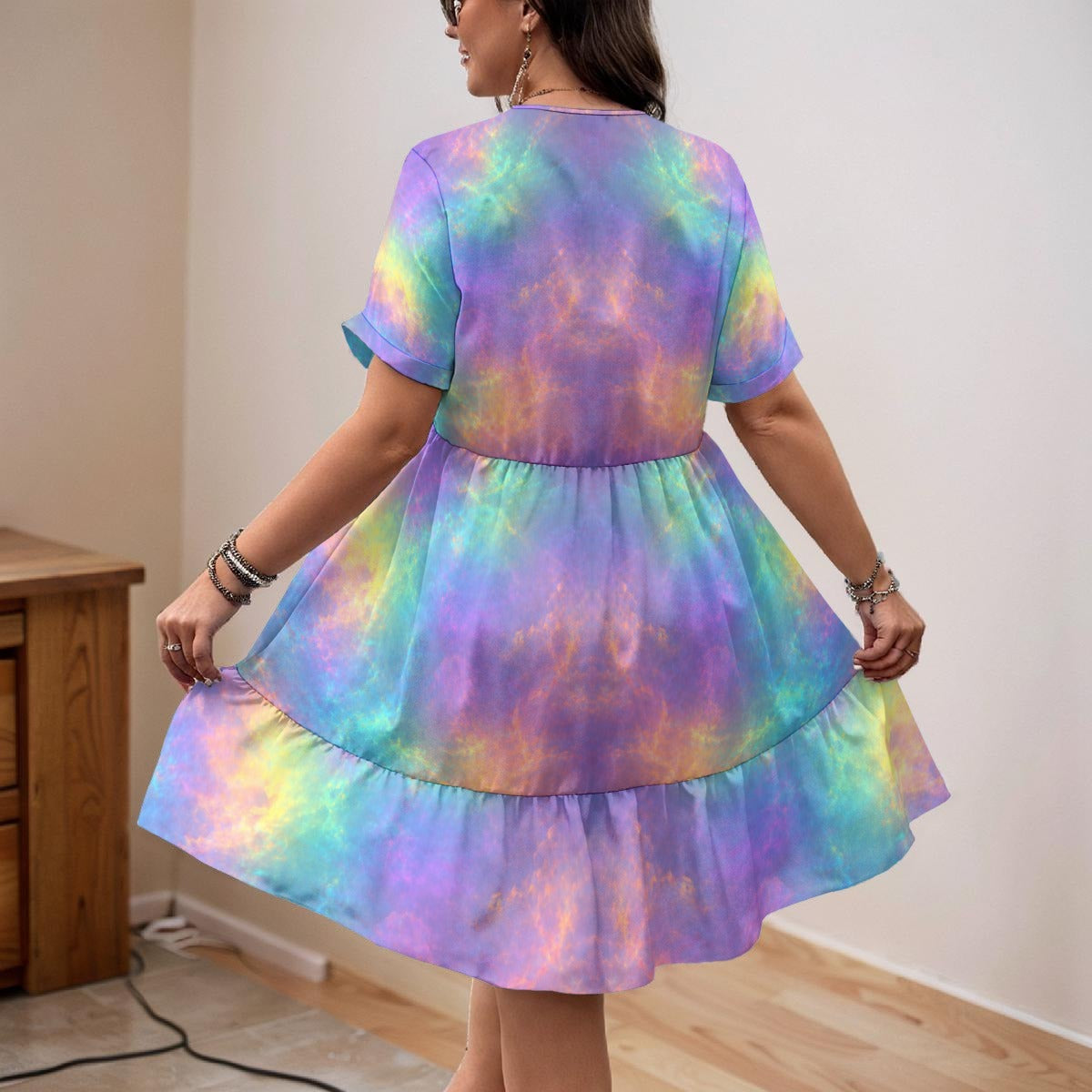Women’s Floral V-Neck Short Sleeve Dress