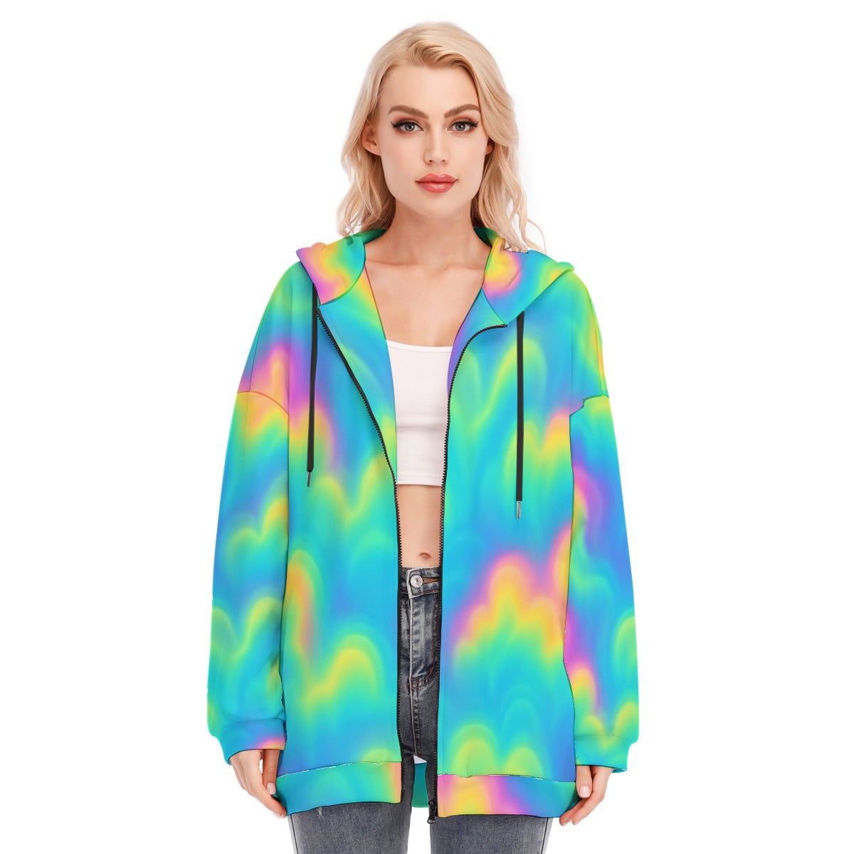 Women's Long Hoodie With Zipper Closure