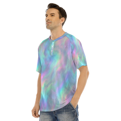 Men's Raglan Sleeve T-shirt With Button Closure