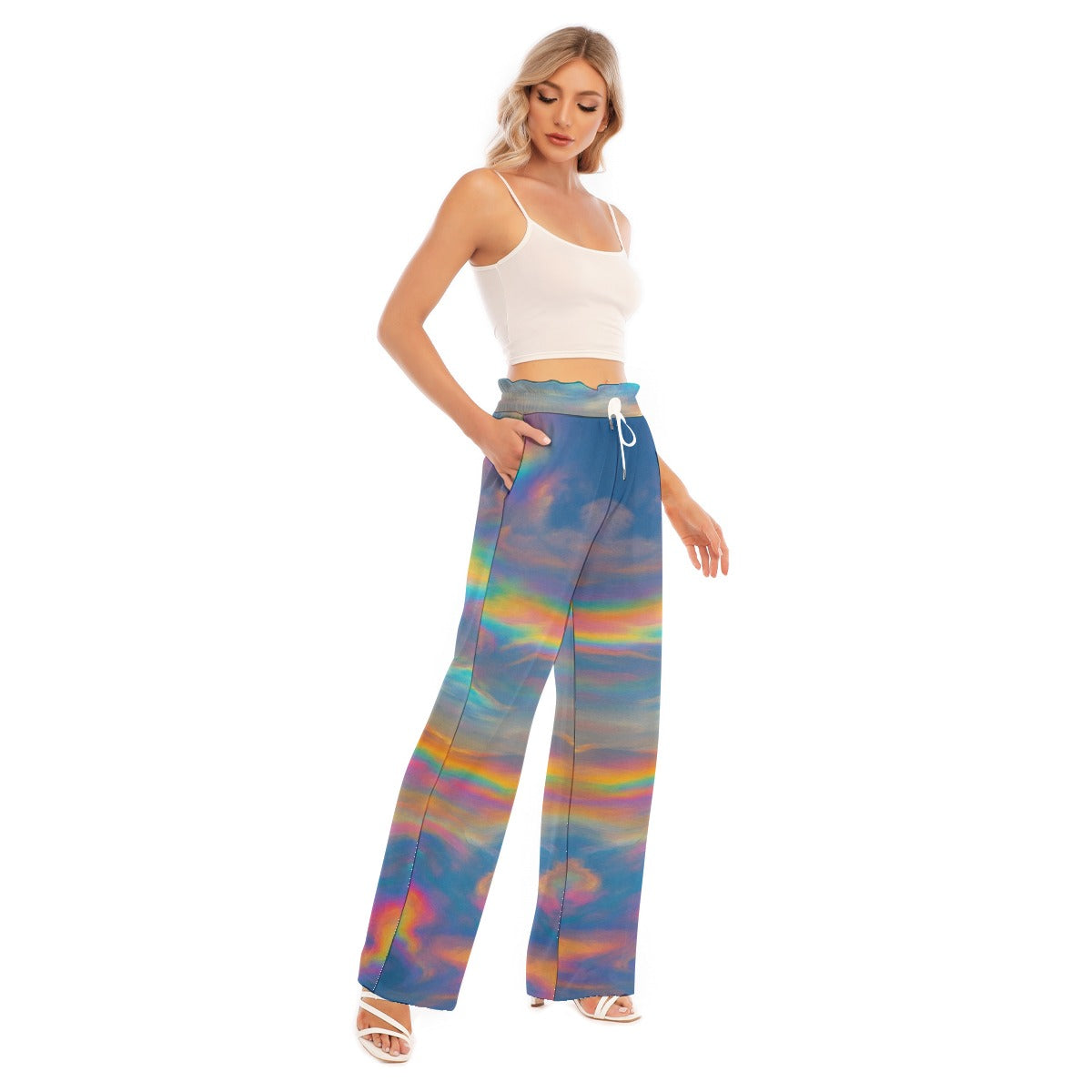 Women's Waist Fungus Edge Wide-leg Pants