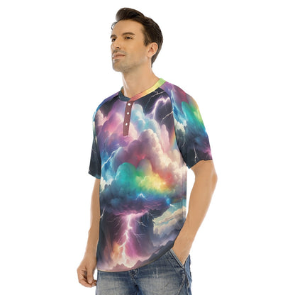 Men's Raglan Sleeve T-shirt With Button Closure
