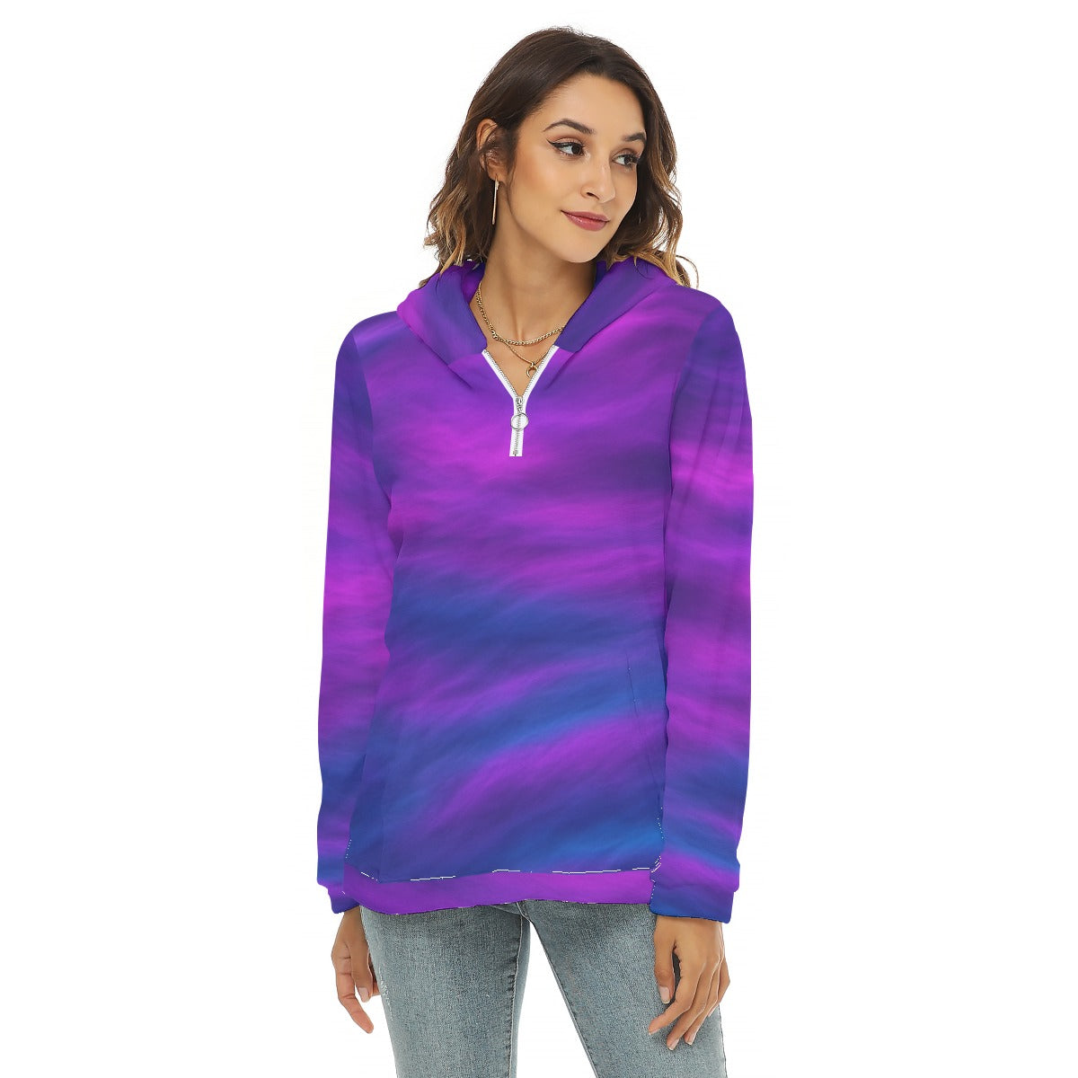 Women's Borg Fleece Hoodie With Half Zip