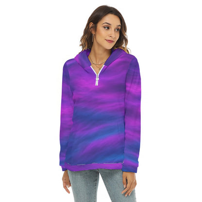 Women's Borg Fleece Hoodie With Half Zip