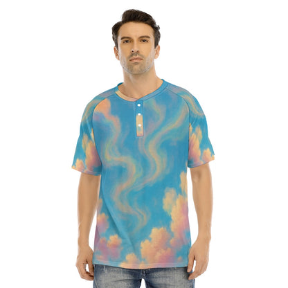 Men's Raglan Sleeve T-shirt With Button Closure