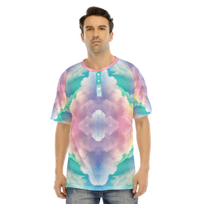 Men's Raglan Sleeve T-shirt With Button Closure