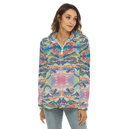 Women's Borg Fleece Hoodie With Half Zip
