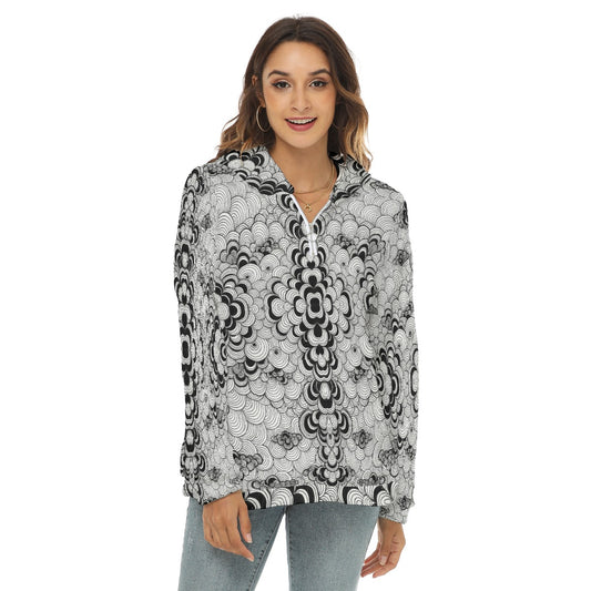 Women's Borg Fleece Hoodie With Half Zip
