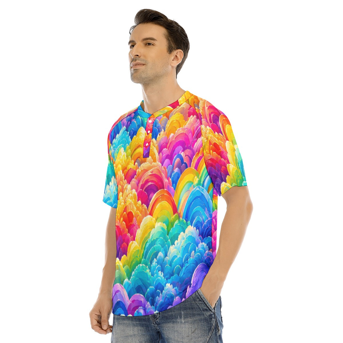 Men's Raglan Sleeve T-shirt With Button Closure