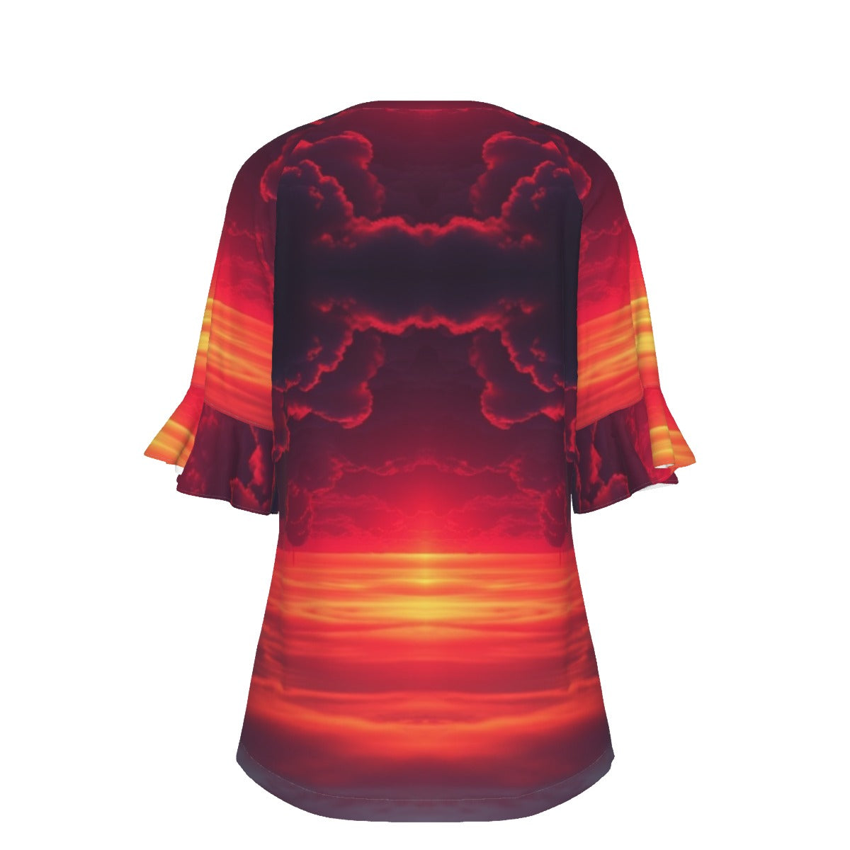 V-neck Women's T-shirt With Bell Sleeve