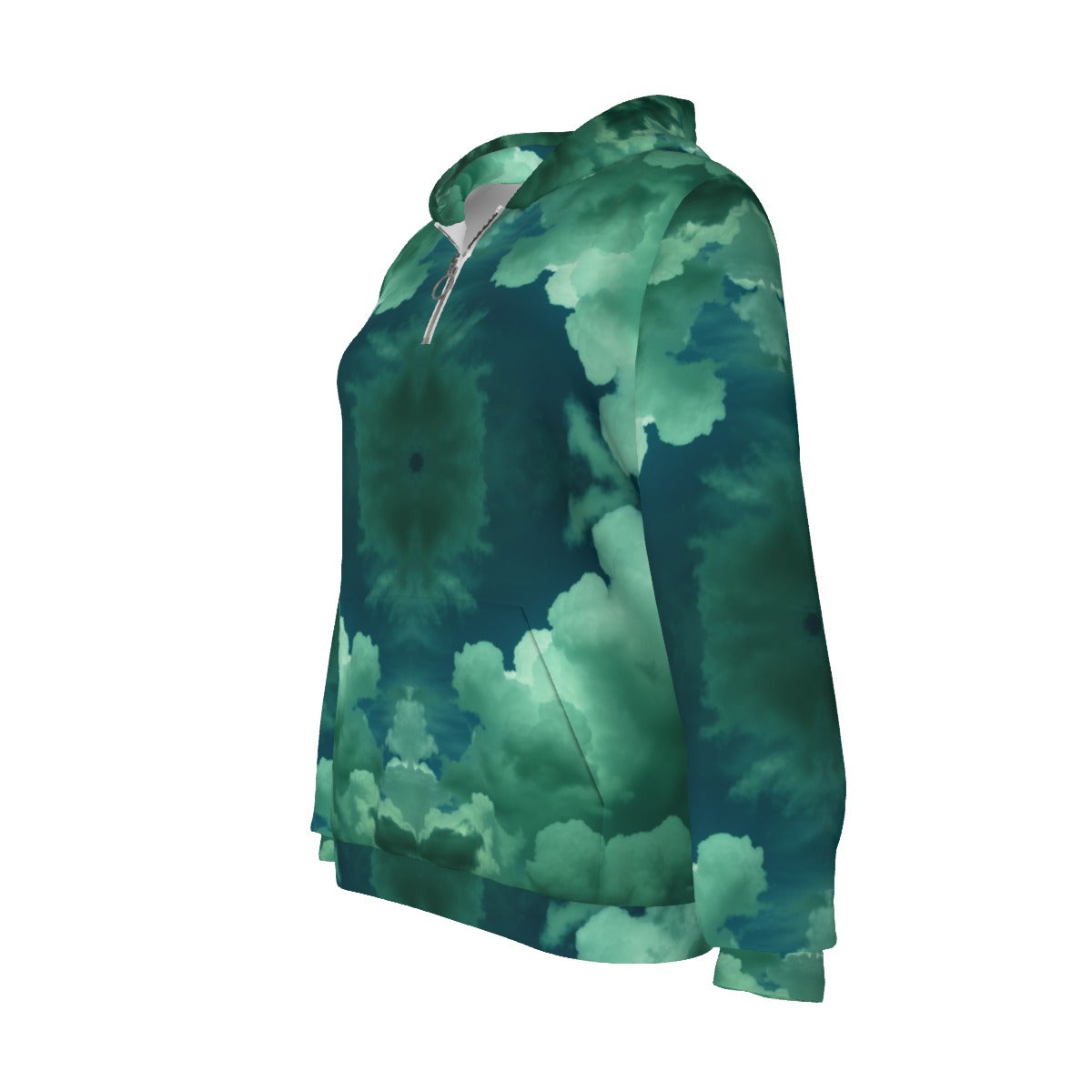 Women's Borg Fleece Hoodie With Half Zip