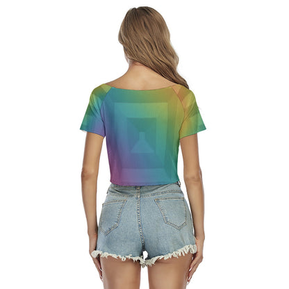 Women's Raglan Drawstring Front Crop Tee