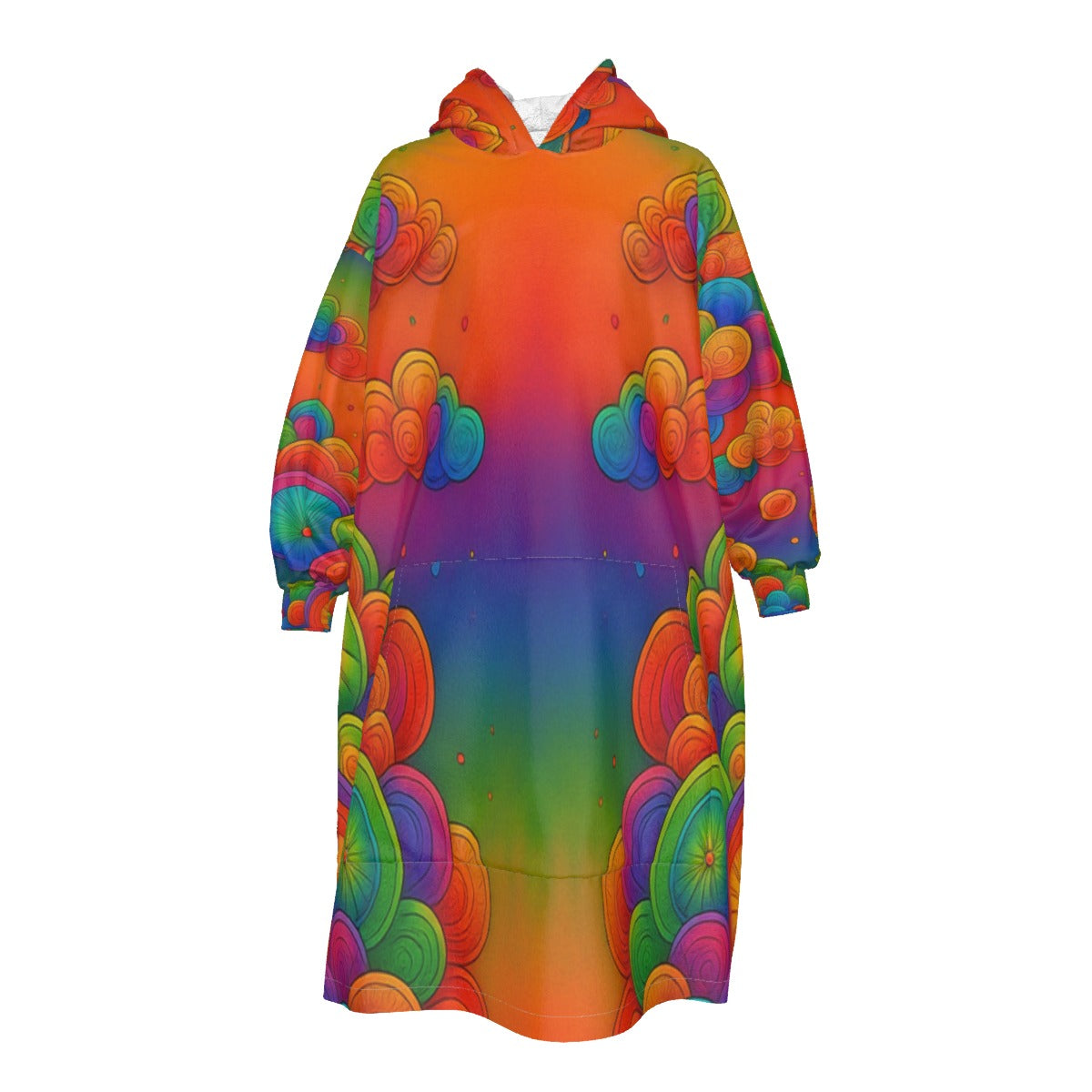 Unisex Kid's Sherpa Fleece Mid-Length Hoodie Blanket