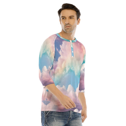 Men's Bracelet Sleeve T-shirt With Button Closure - view 2