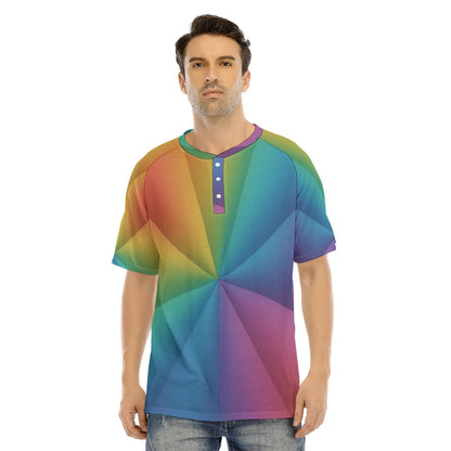 Men's Raglan Sleeve T-shirt With Button Closure