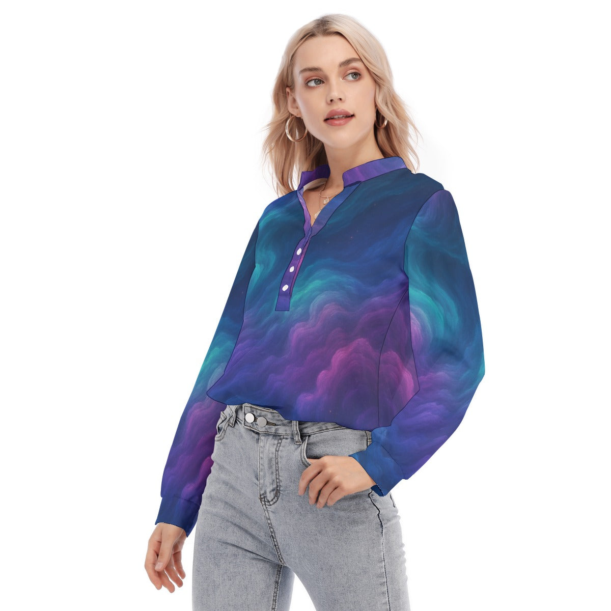 Women's Long Sleeve Blouse With Button Closure