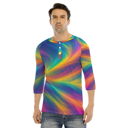 Men's Bracelet Sleeve T-shirt With Button Closure - view 1