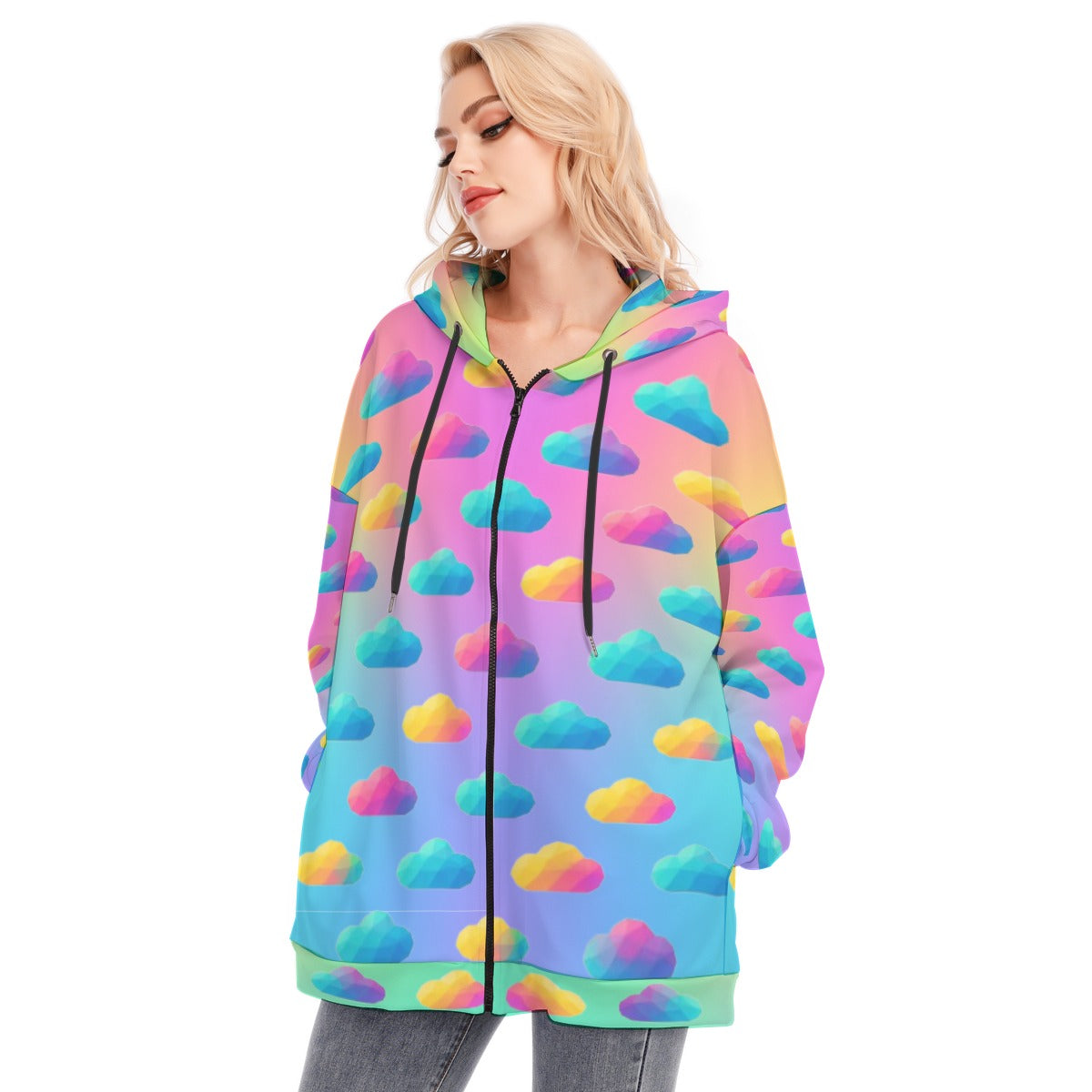 Women's Long Hoodie With Zipper Closure