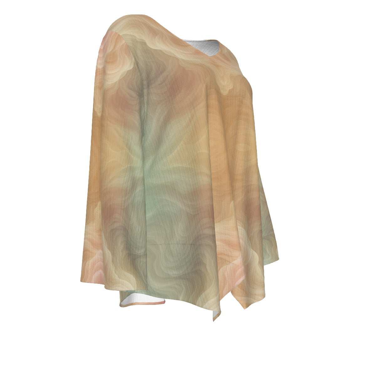 Women's V-neck T-shirt With Irregular Hem