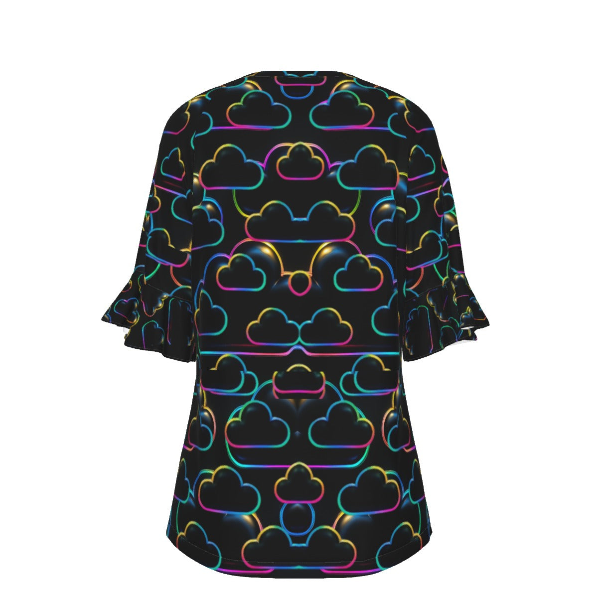 V-neck Women's T-shirt With Bell Sleeve