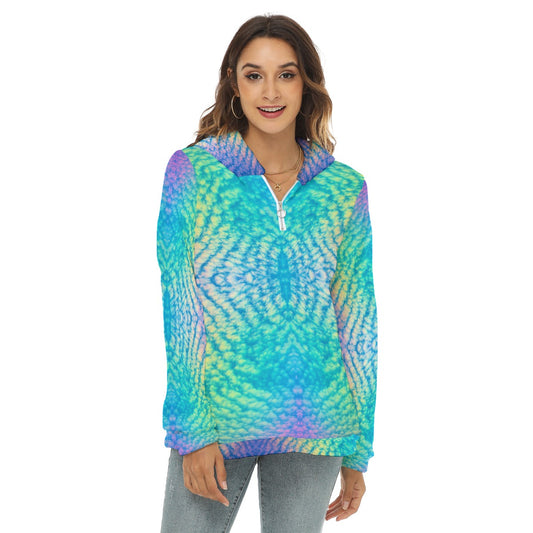 Women's Borg Fleece Hoodie With Half Zip