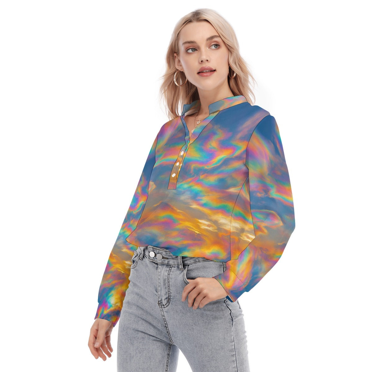 Women's Long Sleeve Blouse With Button Closure