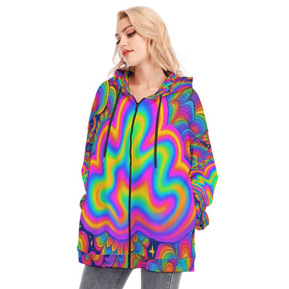 Women's Long Hoodie With Zipper Closure