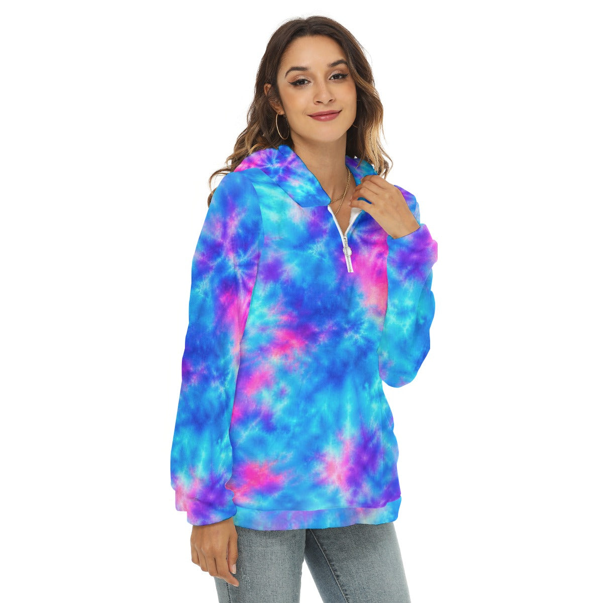 Women's Borg Fleece Hoodie With Half Zip by O’Nimbus – view 2