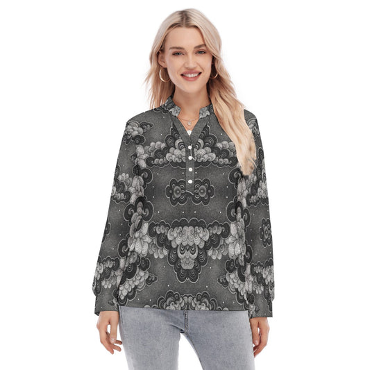 Women's Long Sleeve Blouse With Button Closure