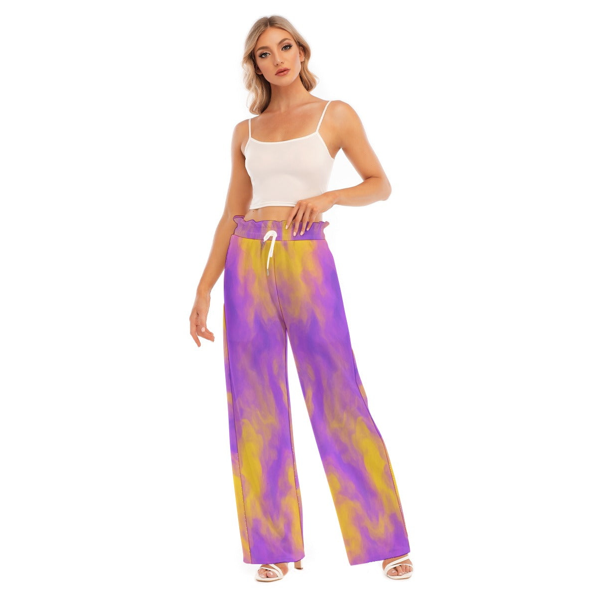 Women's Waist Fungus Edge Wide-leg Pants