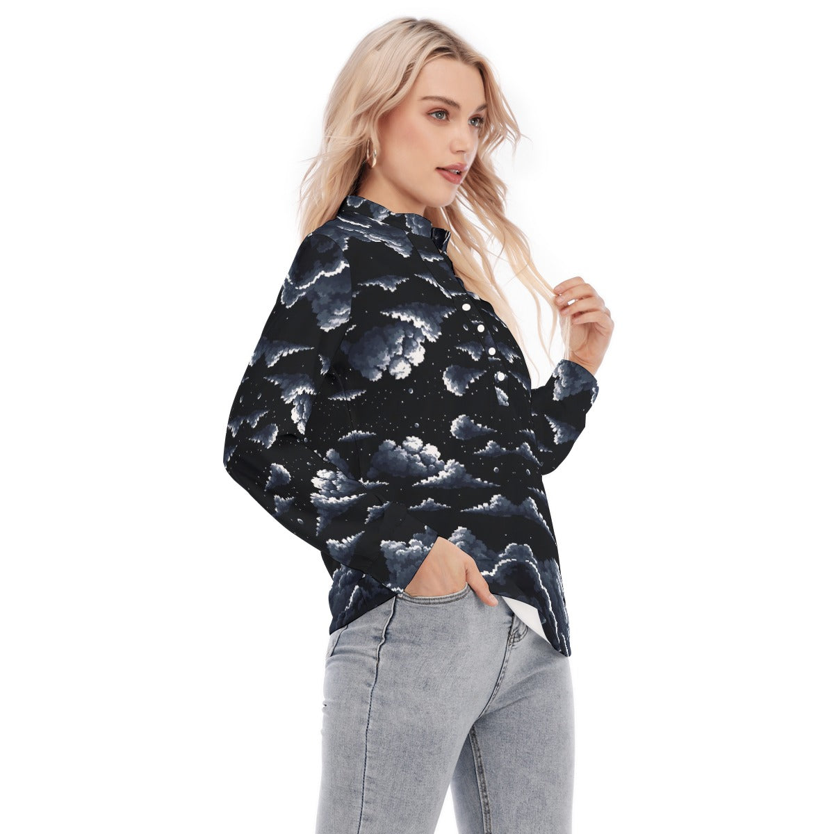 Women's Long Sleeve Blouse With Button Closure