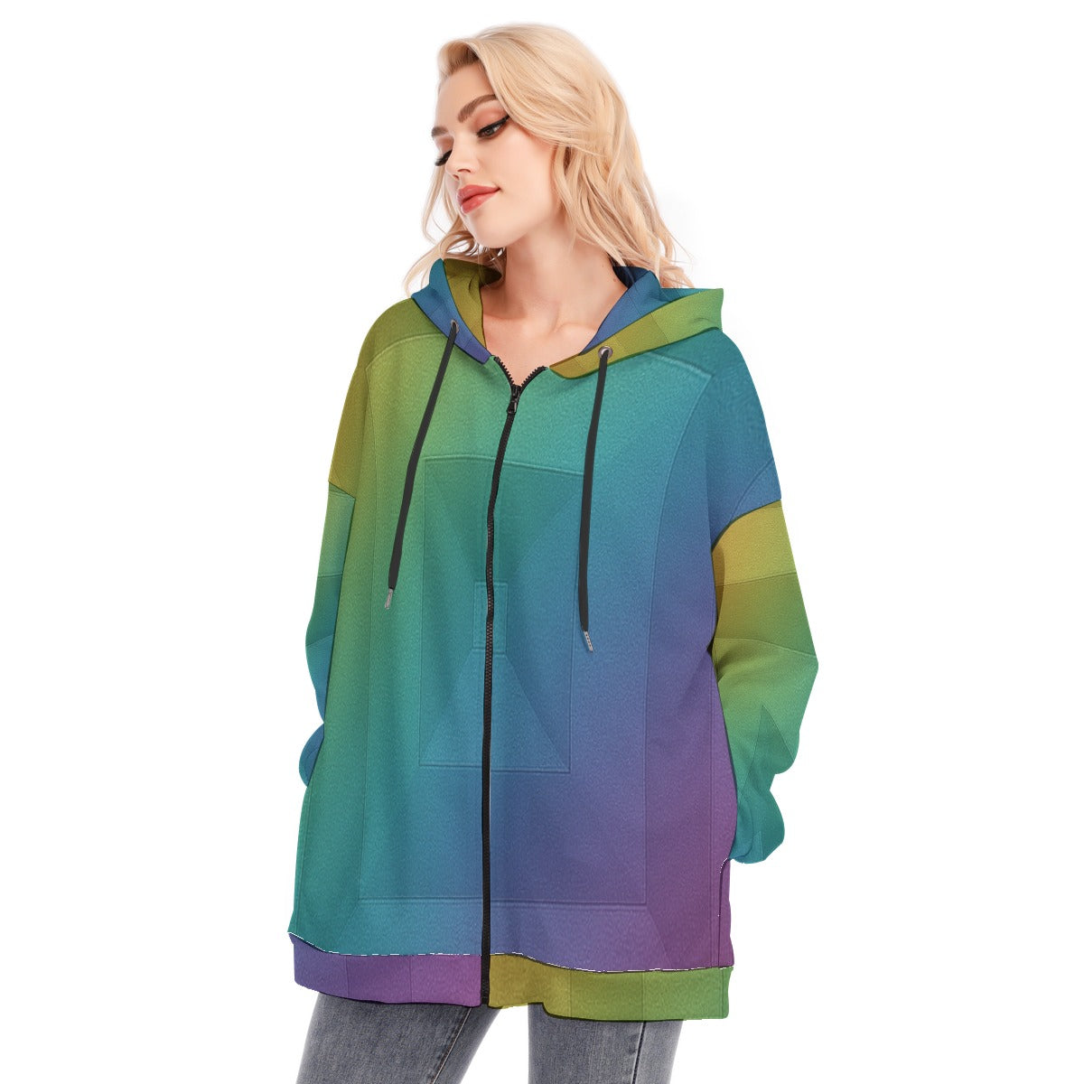 Women's Long Hoodie With Zipper Closure