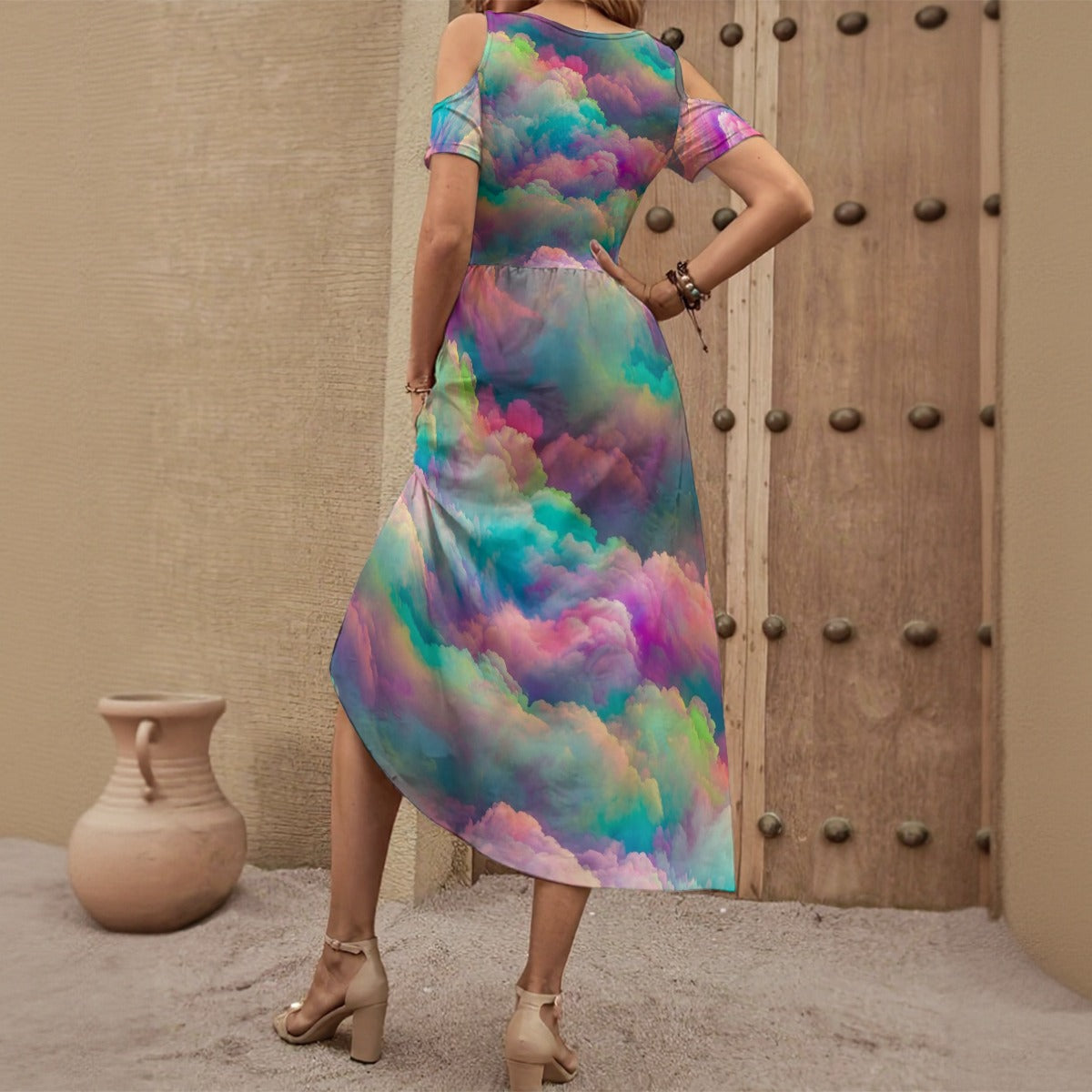 Women's V-neck Off-shoulder Dress