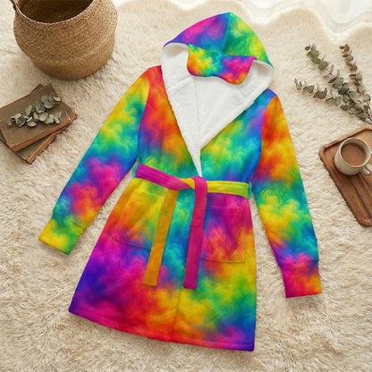 Unisex Flannel Hooded Robe With Eye Mask