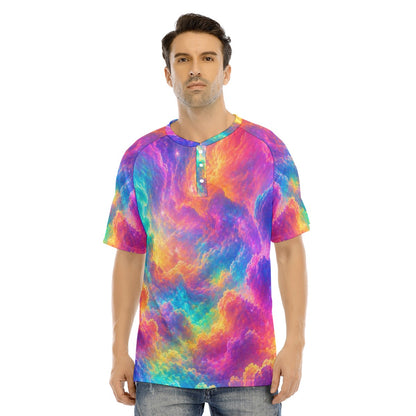 Men's Raglan Sleeve T-shirt With Button Closure